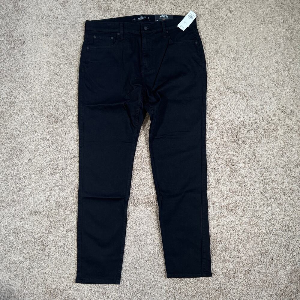 Hollister Pants Mens 36x32 Black Stretch No Fade Taper Preppy NWT